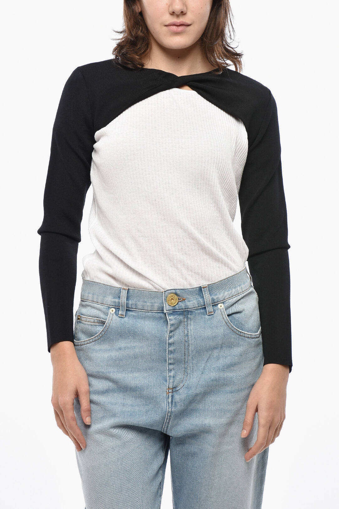 Roland Mouret 3500~Solid-Color Long-Sleeve Shrug