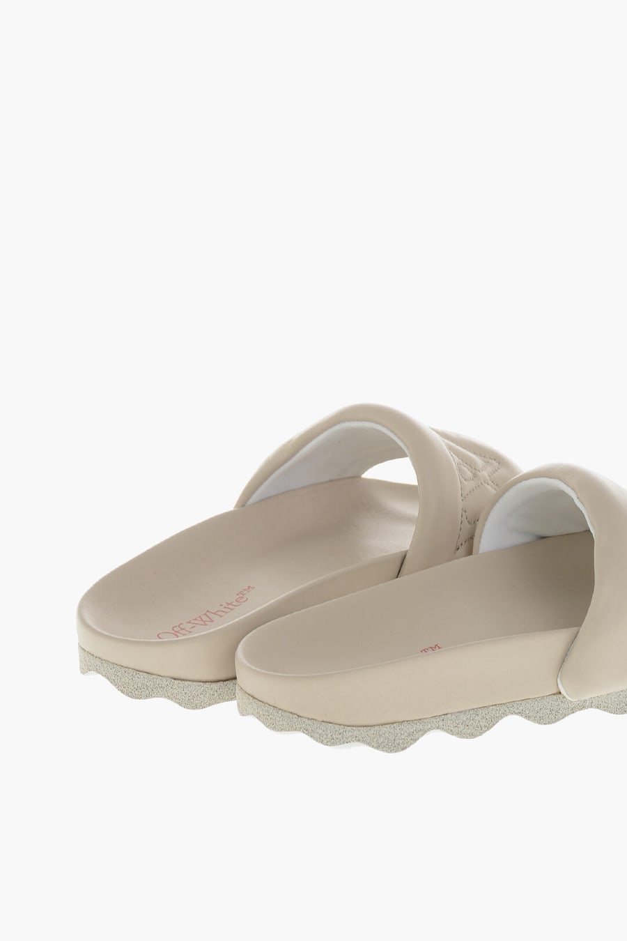 Off-White 0120~Leather Solid-Color Slides with Sponge Sole