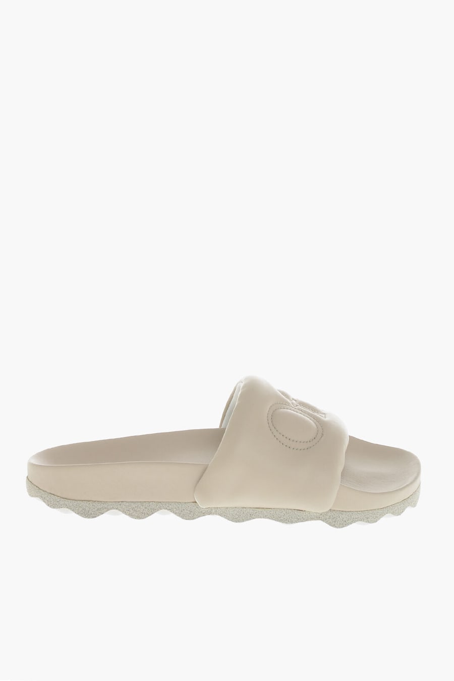 Off-White 0120~Leather Solid-Color Slides with Sponge Sole, view 3