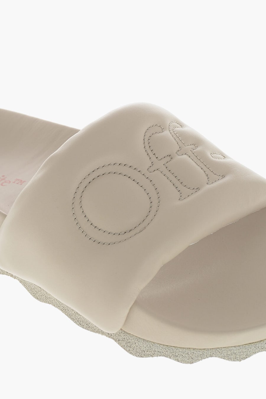 Off-White 0120~Leather Solid-Color Slides with Sponge Sole, view 4