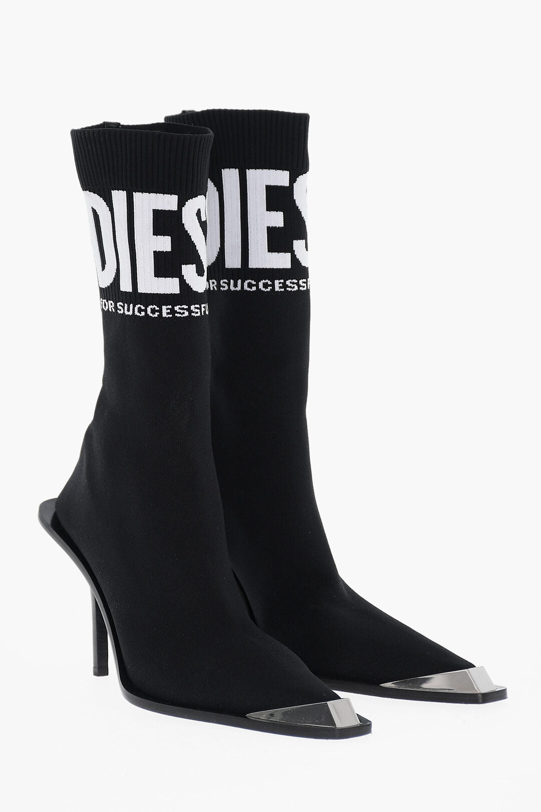 Diesel 0140~Textile Sock Ankle Boots D-TONA with Contrasting Logo and 10cm Metal Toe
