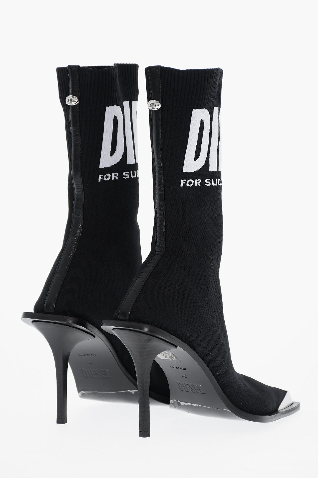 Diesel 0140~Textile Sock Ankle Boots D-TONA with Contrasting Logo and 10cm Metal Toe, view 2