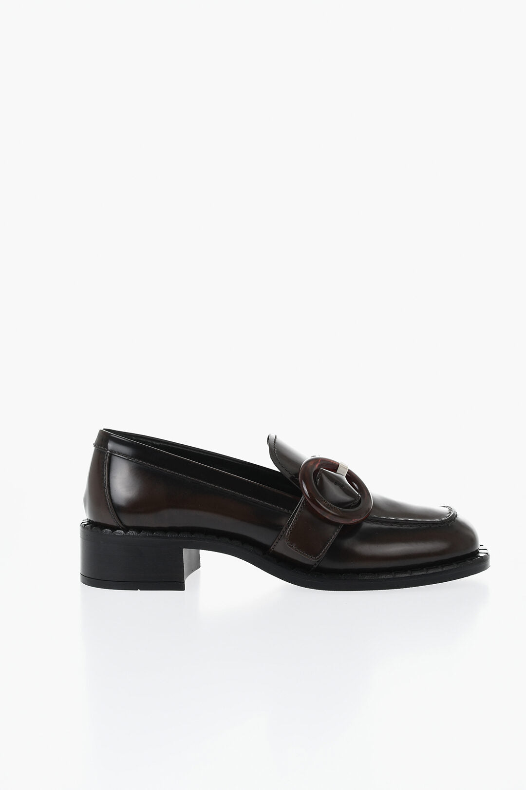 Prada 0405~Brushed leather loafers with front buckle