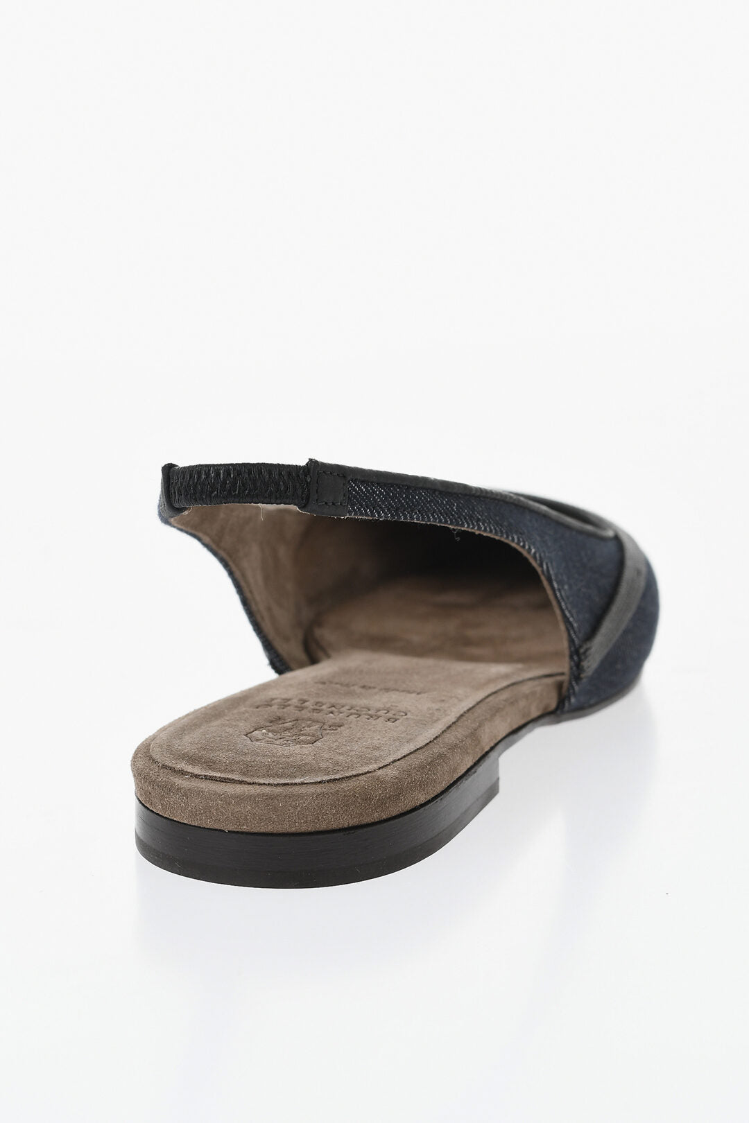 Brunello Cucinelli 0405~Denim Slingback Sandals with Rhinestones, view 2