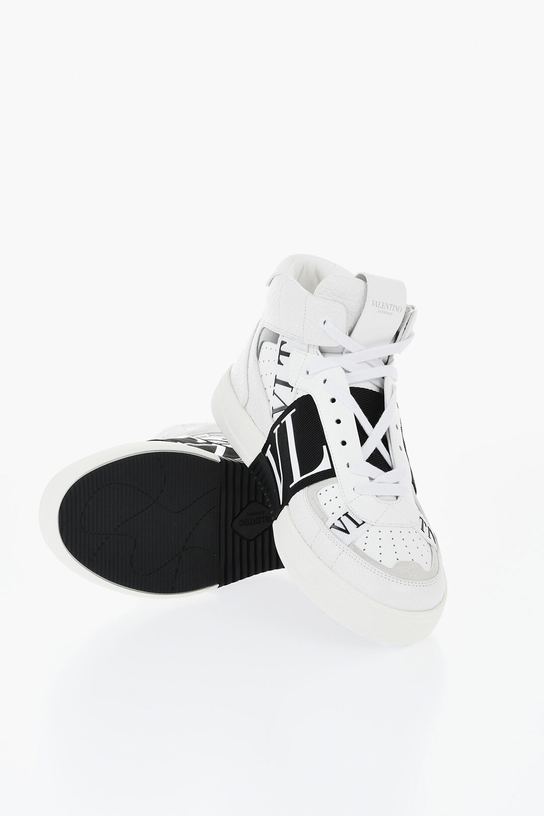 Valentino 0405~High UNISEX Leather Sneakers With Logo Band