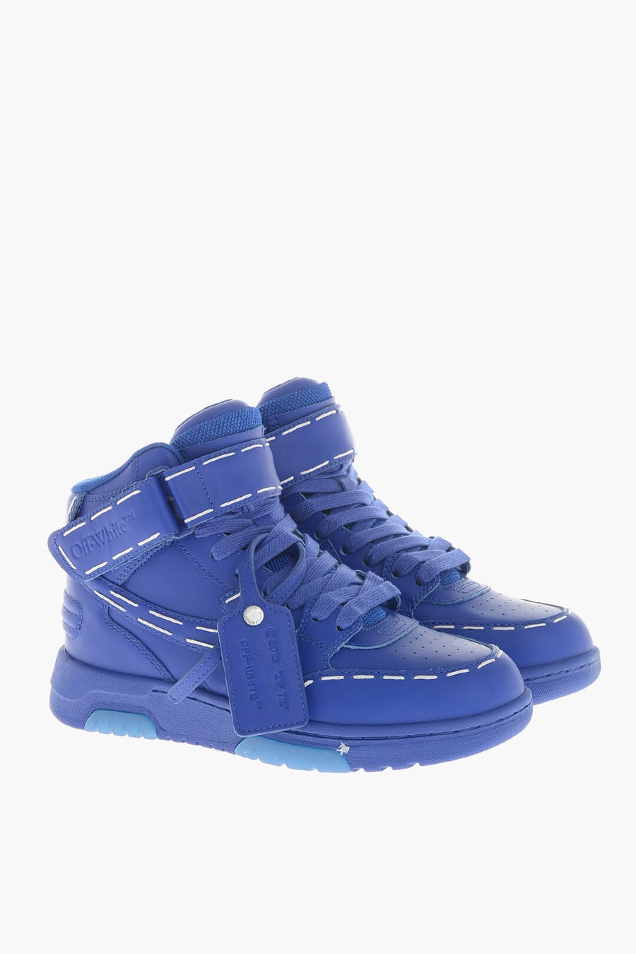 Off-White 0405~High-Top SARTORIAL STITCHING Leather Sneakers in Solid Color