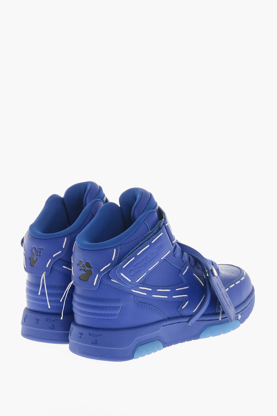 Off-White 0405~High-Top SARTORIAL STITCHING Leather Sneakers in Solid Color, view 2