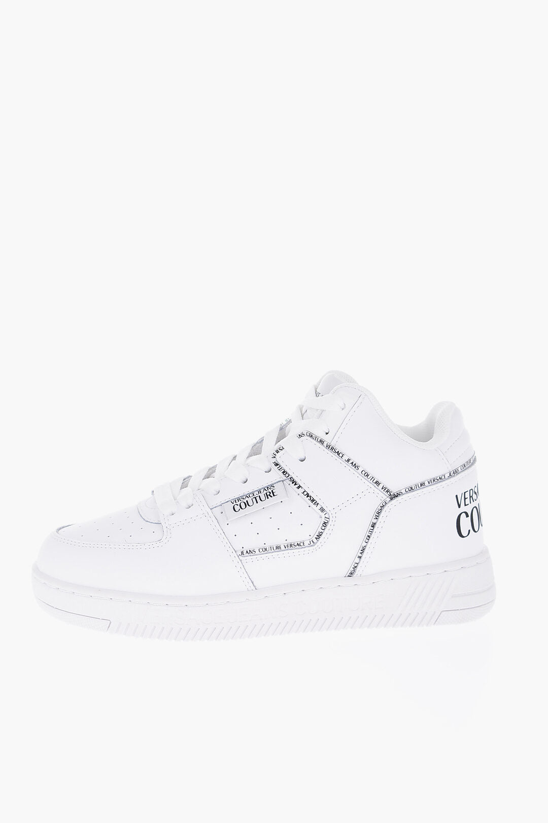Versace 0405~JEANS COUTURE Leather Sneakers MEYSSA with Contrasting Logo Print, view 2