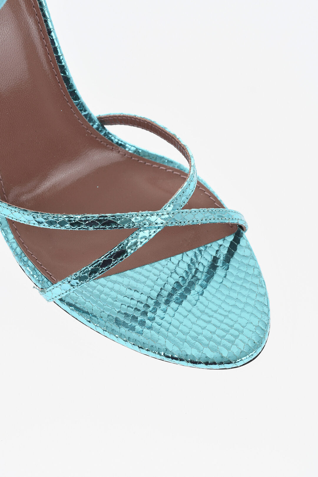 Paris Texas 0405~Lace-Up Sandals LINDA Metallic Python-Effect Leather Heel 12 cm, view 2