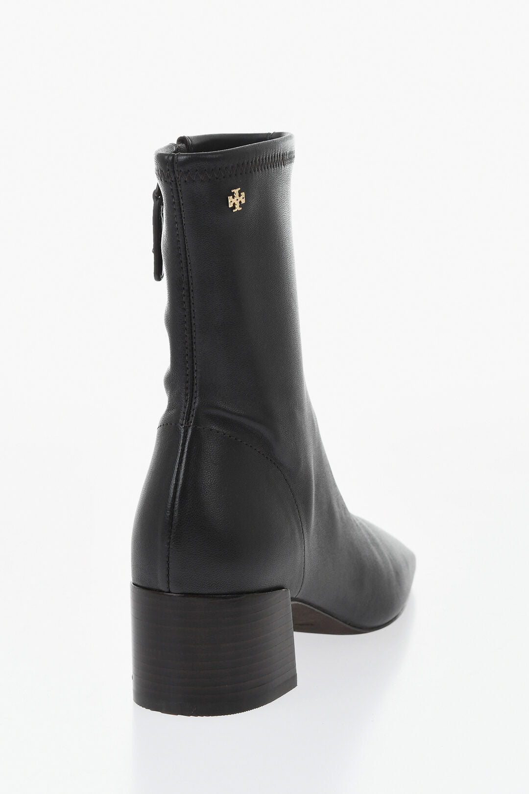 Tory Burch 0405~Leather Ankle Boots with Side Zip, Square Toe and 4.5 cm Heel