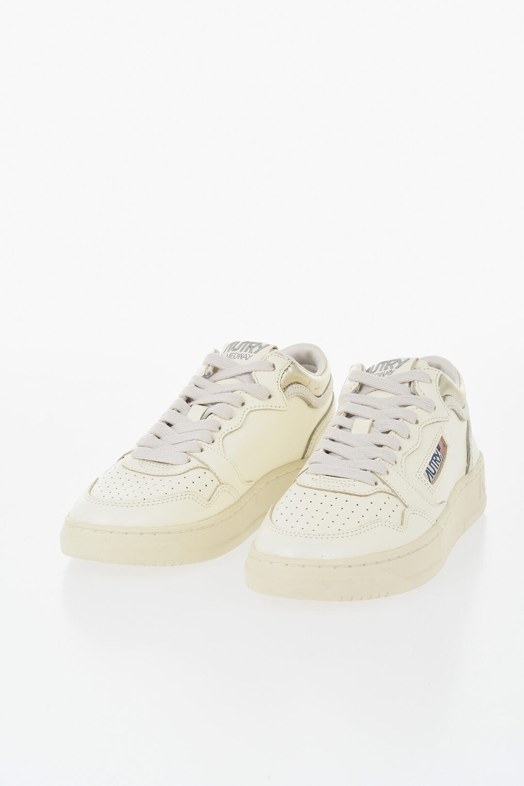 Autry 0405~Leather Low-Top Sneakers MEDWAY with Metallic Detail