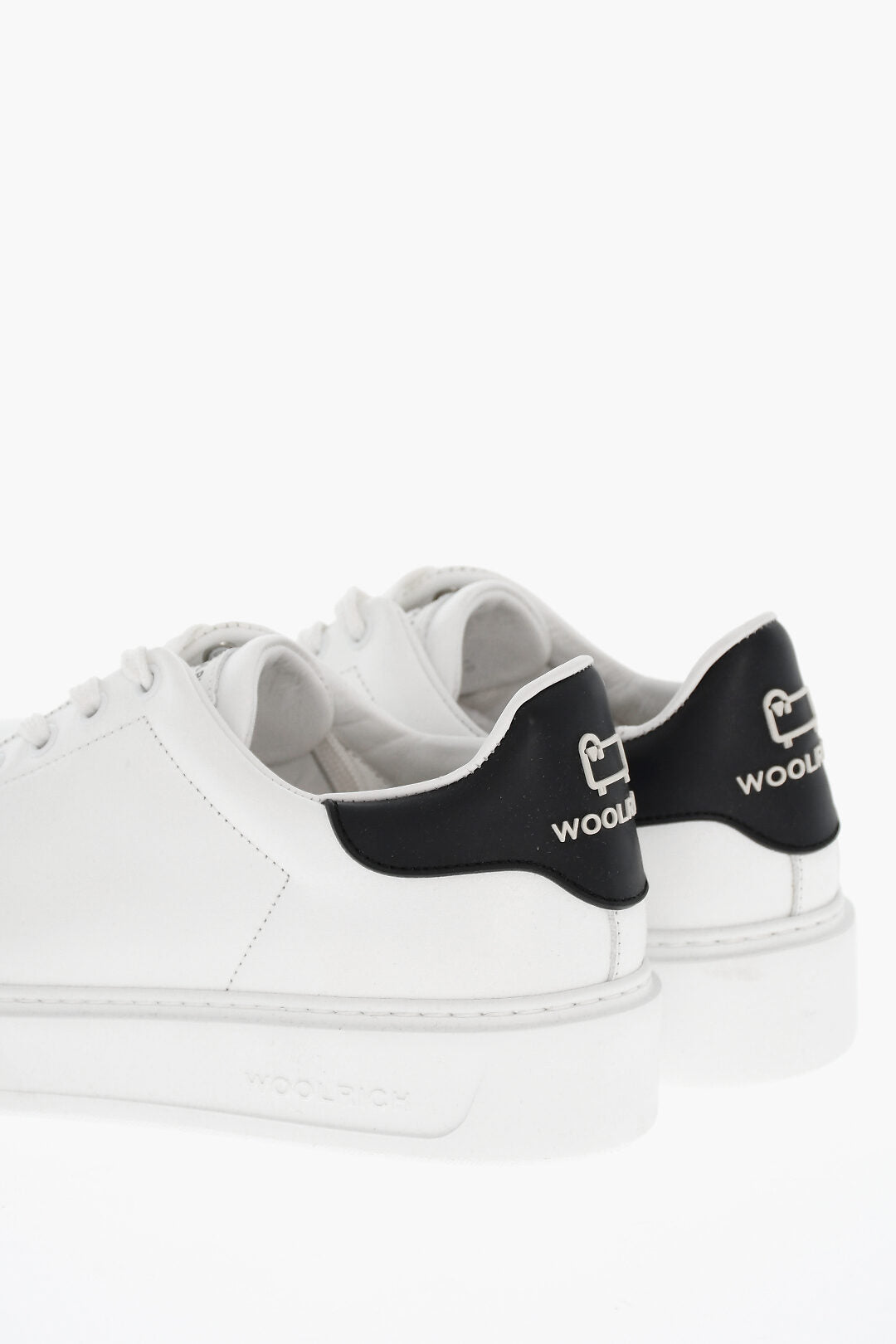 Woolrich 0405~Leather Low-Top Sneakers With Contrasting Detail And Embossed Logo, view 2