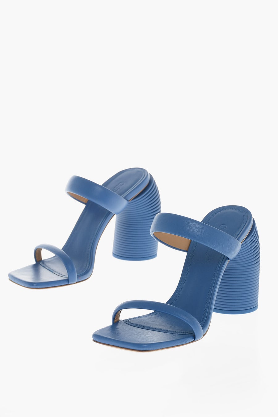Off-White 0405~Leather Sandals With Decorative Spring-Shaped Heel 12cm