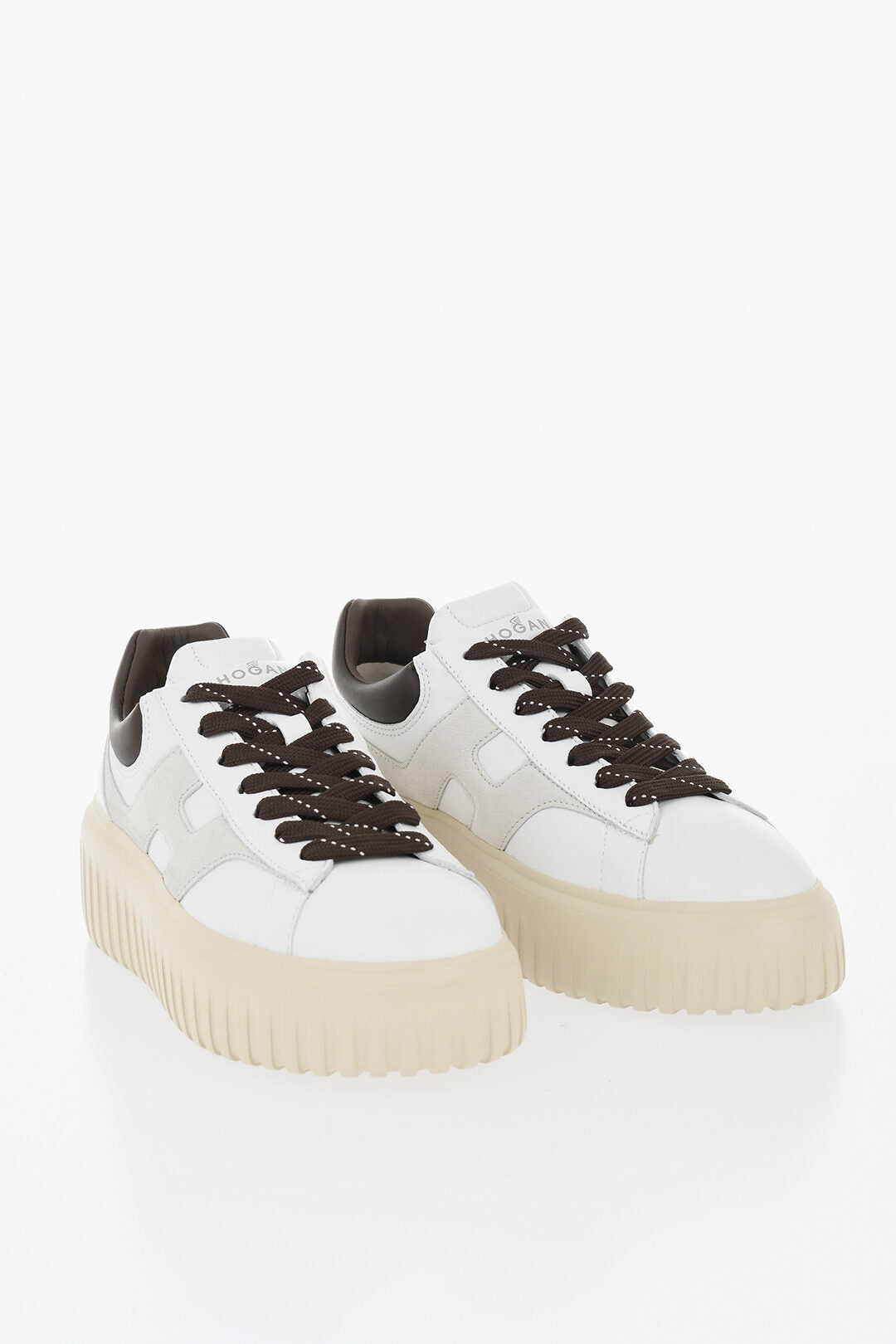 Hogan 0405~Low H-STRIPES Leather Sneakers with 5cm Platform