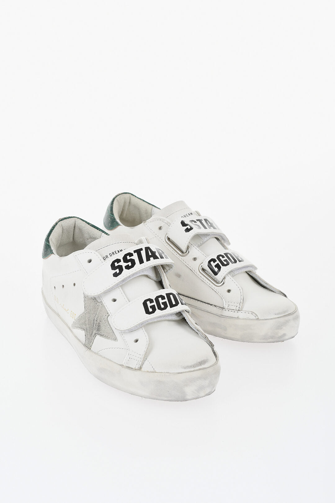 Golden Goose 0405~Low OLD SCHOOL Leather Sneakers with Vintage Effect and Velcro Closure