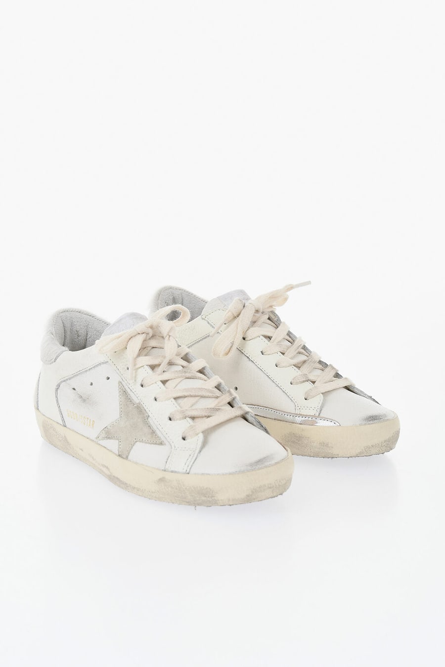 Golden Goose 0405~Low SUPER-STAR DOUBLE QUARTER Leather Sneakers with Vintage Effect and Pony-Hair Detail