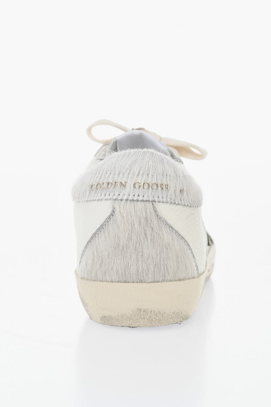 Golden Goose 0405~Low SUPER-STAR DOUBLE QUARTER Leather Sneakers with Vintage Effect and Pony-Hair Detail, view 2