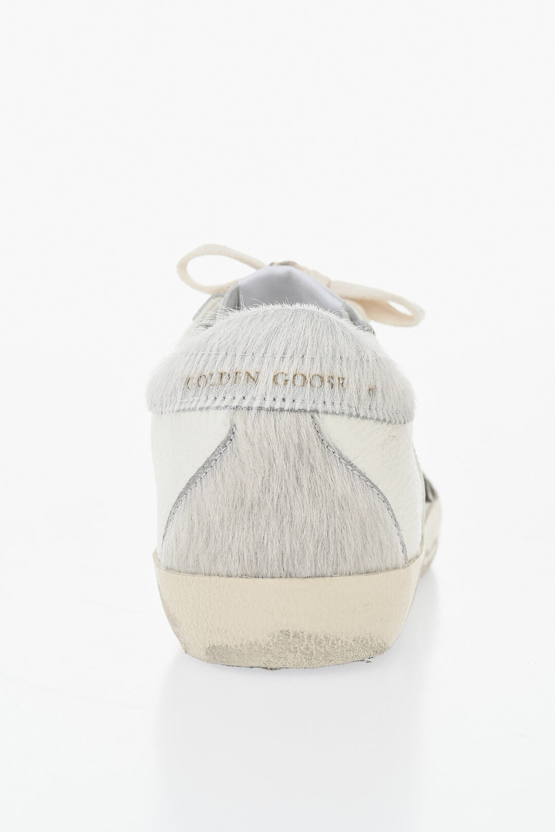 Golden Goose 0405~Low SUPER-STAR DOUBLE QUARTER Leather Sneakers with Vintage Effect and Pony-Hair Detail, view 2