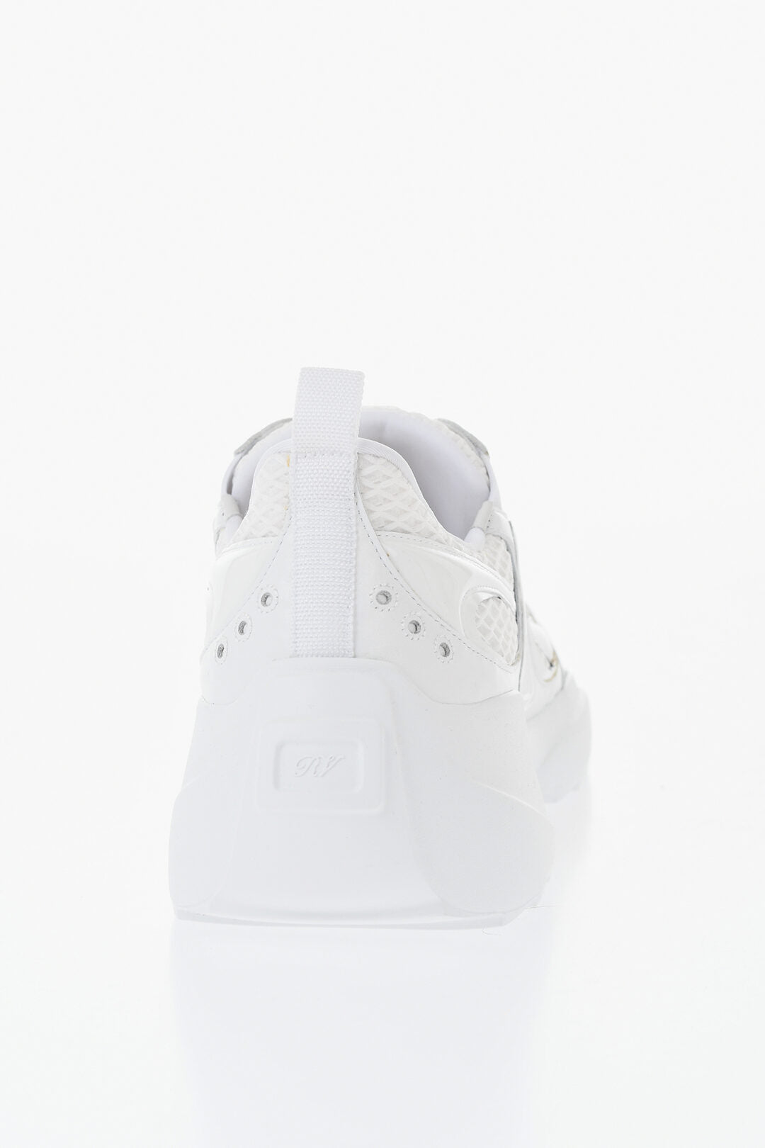 Roger Vivier 0405~Low-Top Leather And Mesh Sneakers With Jewel Embellishment
