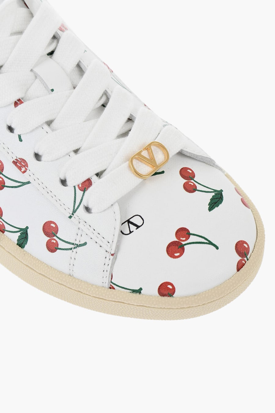 Valentino 0405~Patterned Leather Sneakers CHERRY, view 2