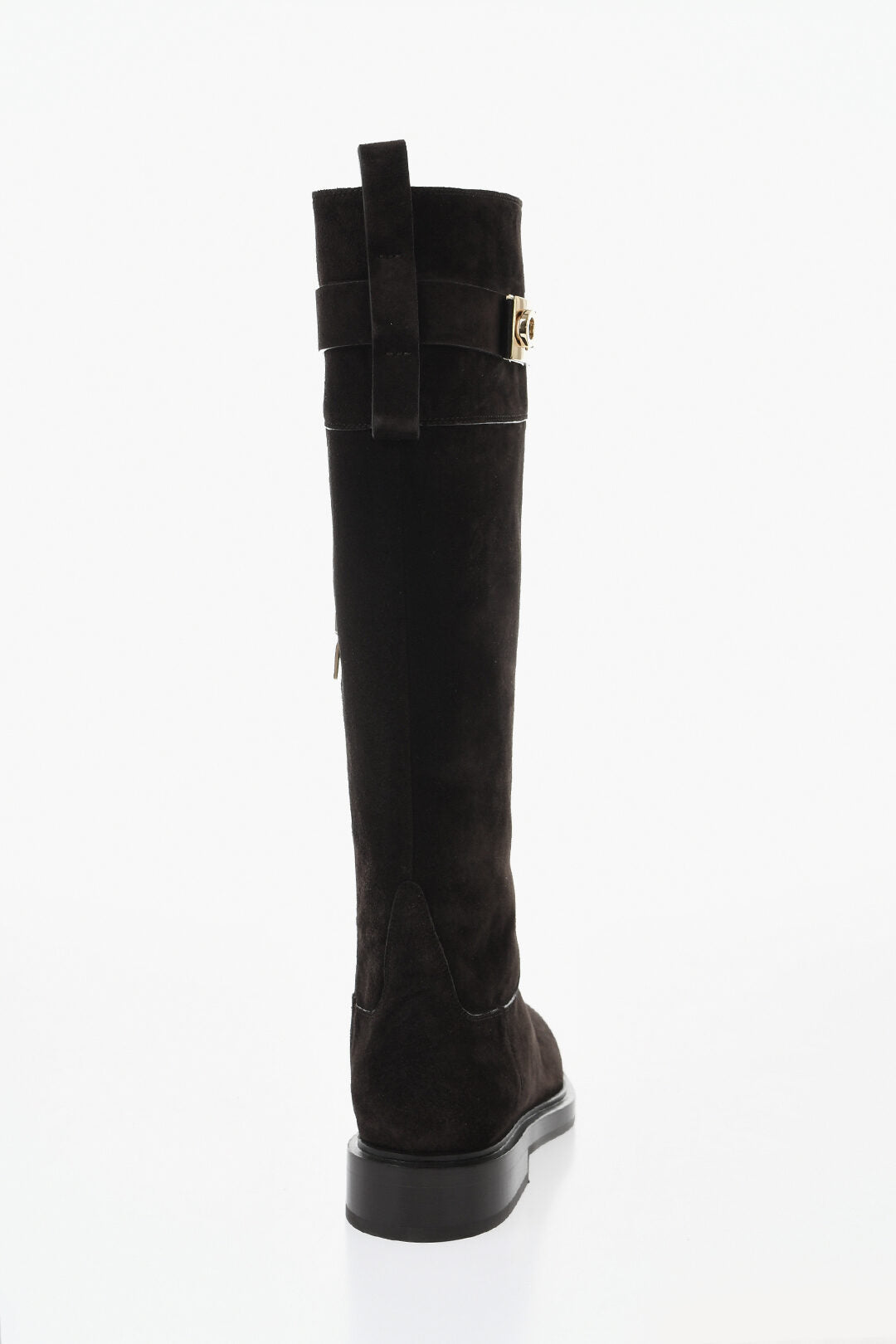 Ferragamo 0405~ROLY Suede Boots with Gold Detail, view 2