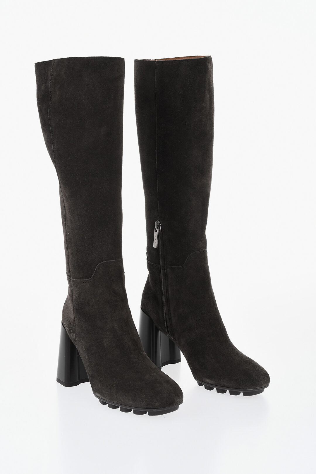 Hogan 0405~Suede Boots with Side Zip and 8.5cm Heel