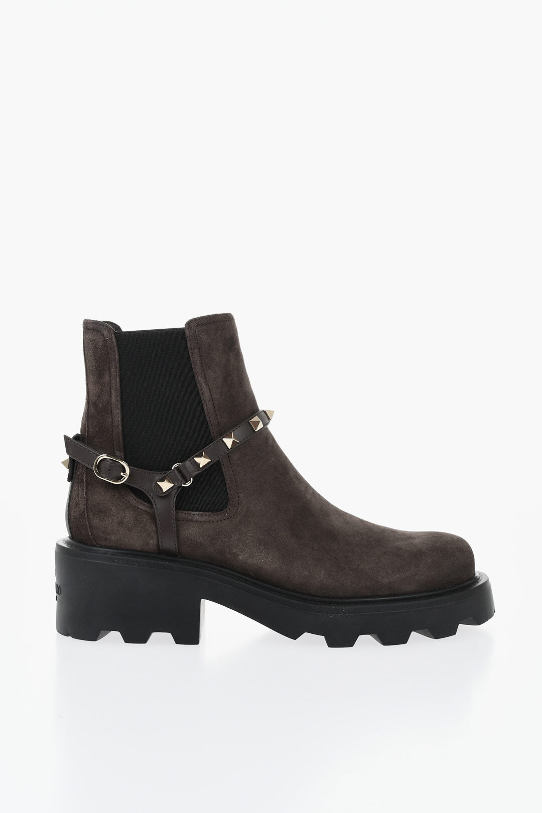 Valentino 0405~Suede Chelsea Boots With Studded Strap, view 2
