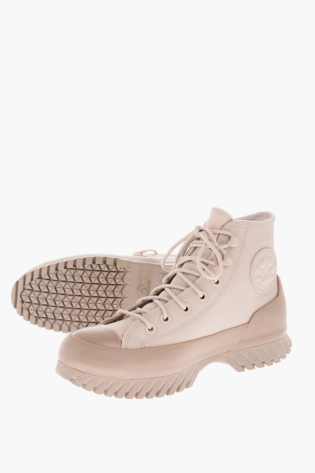 Converse 0500~ALL STAR CHUCK TAYLOR Hammered Leather High-Top Sneakers with 5.5cm Track Sole