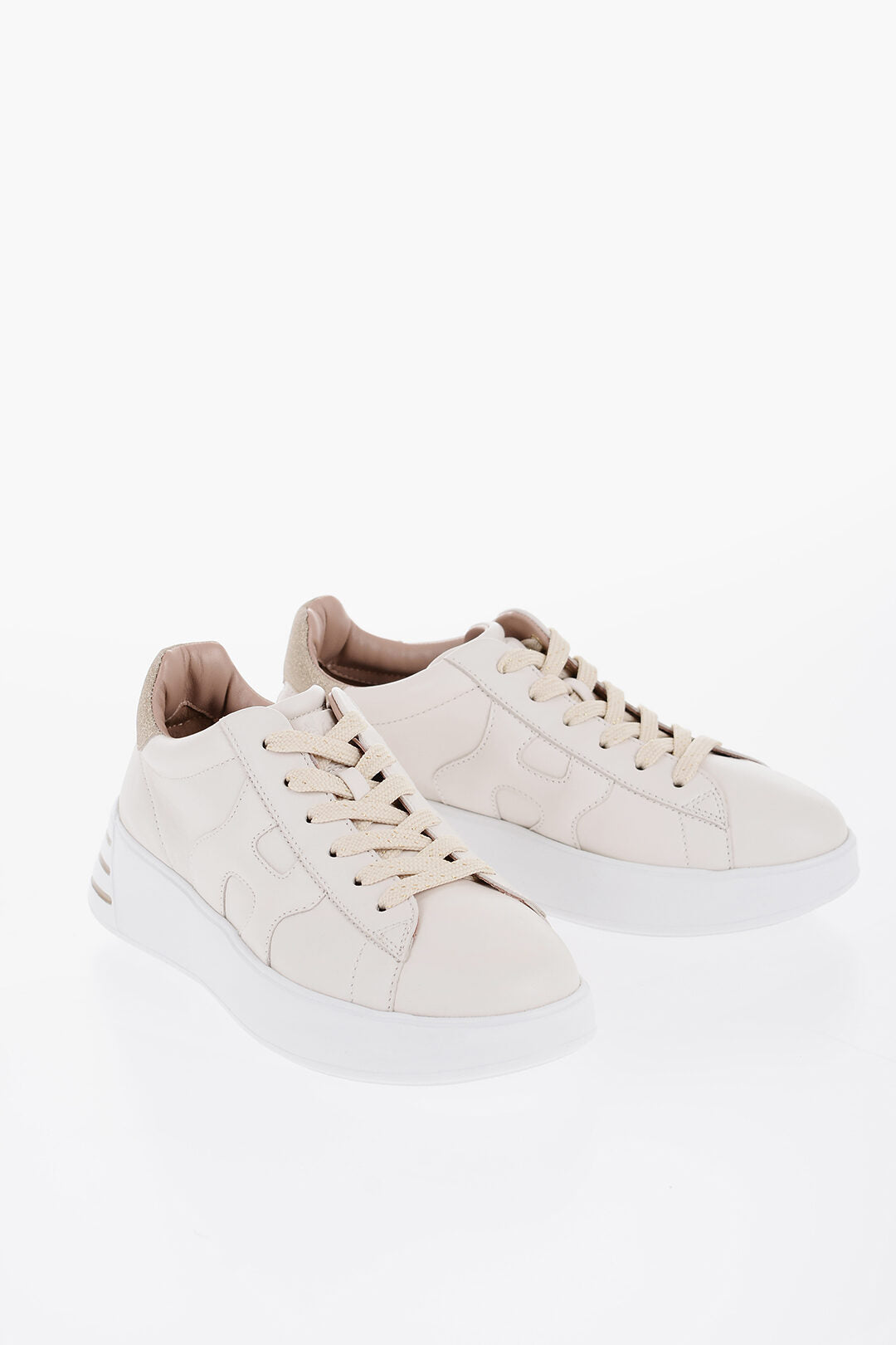 Hogan 0500~Leather REBEL Low-Top Sneakers with Glittery Details