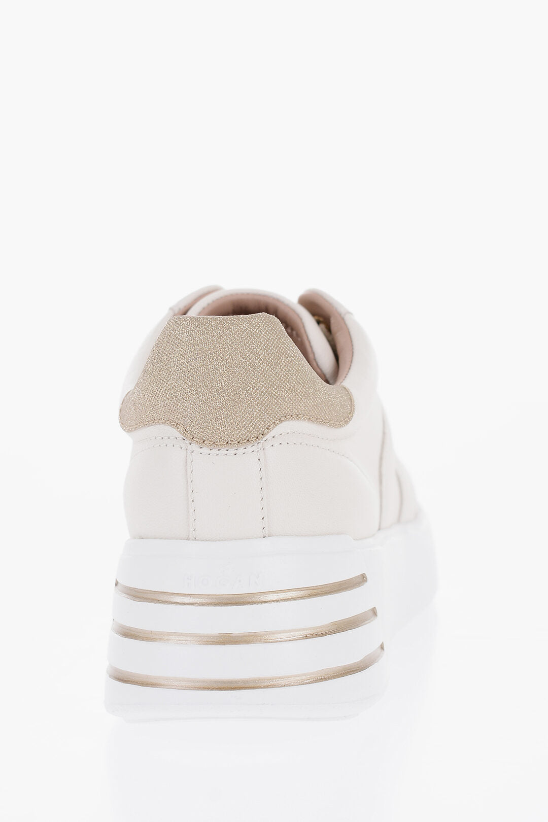 Hogan 0500~Leather REBEL Low-Top Sneakers with Glittery Details, view 2