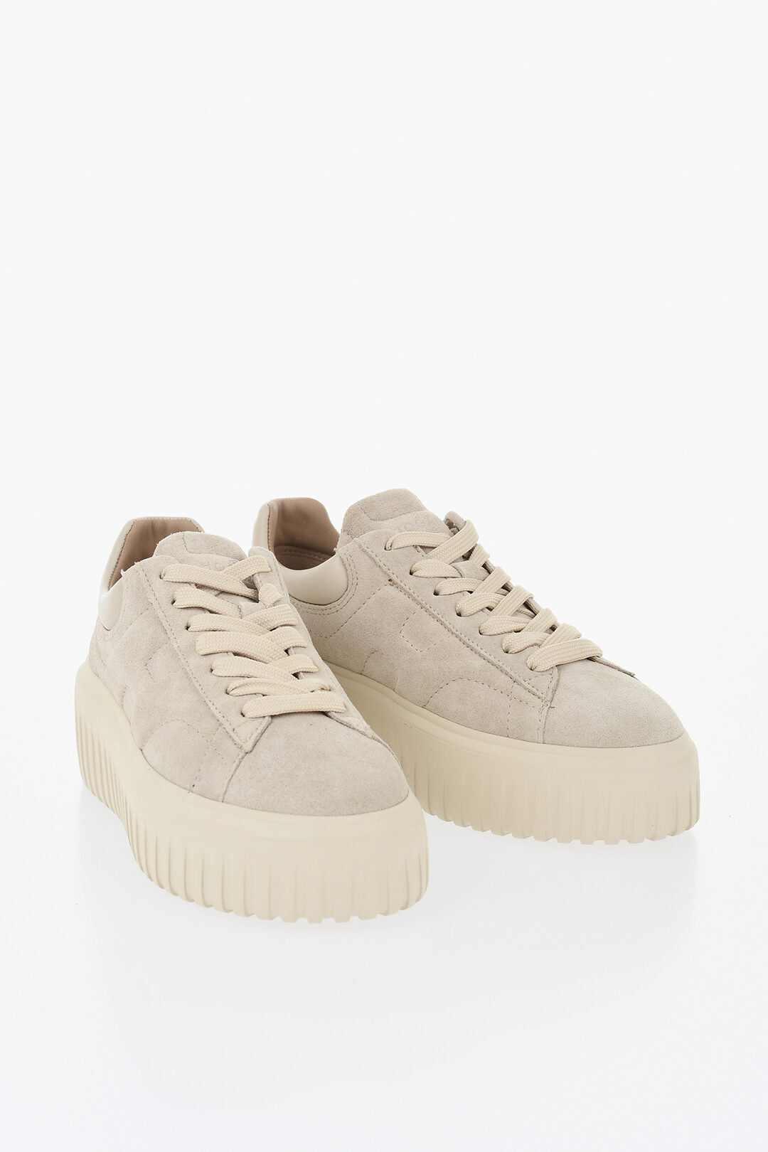Hogan 0500~Low H-STRIPES Suede Sneakers with 5cm Platform Sole