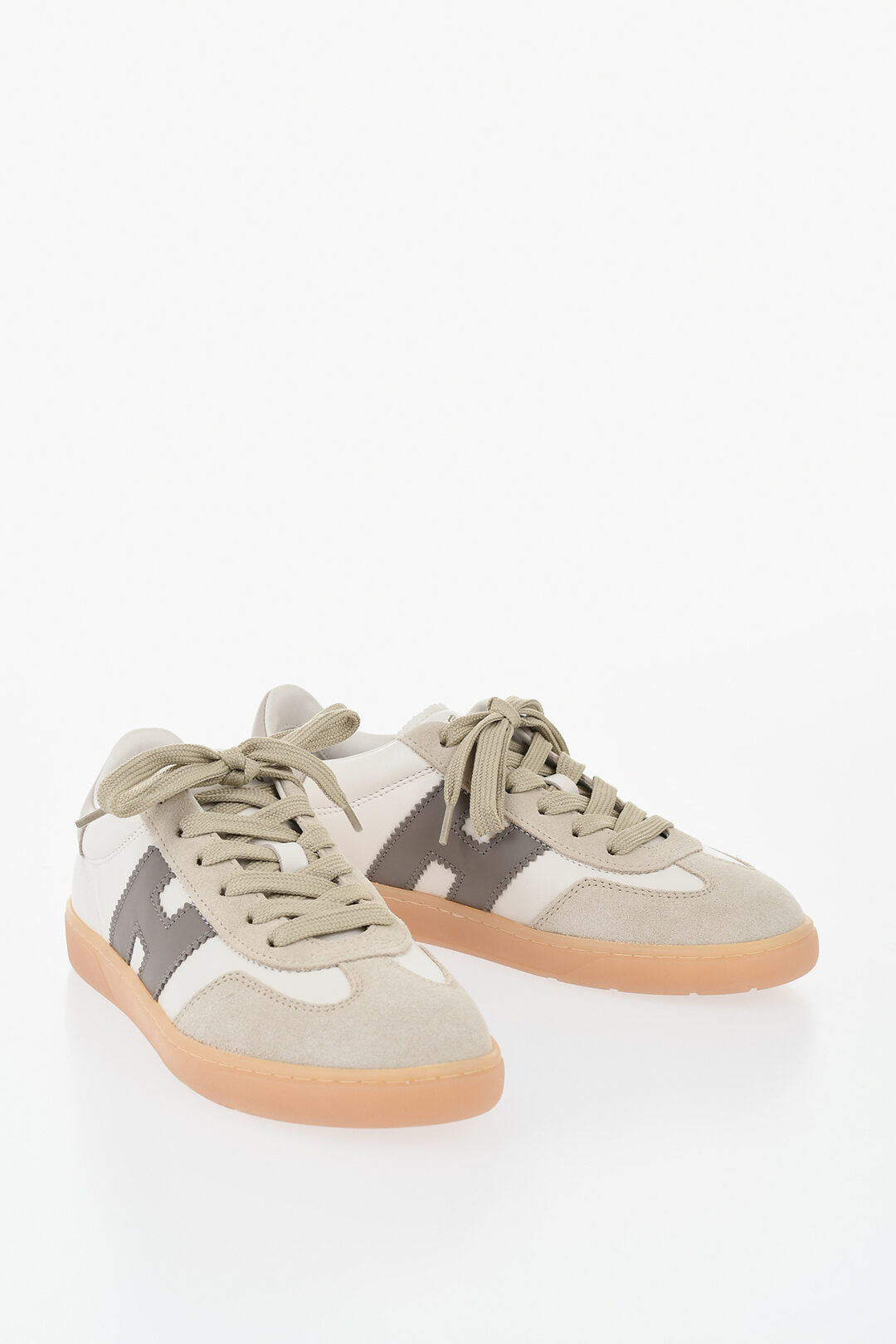 Hogan 0500~Low Leather and Suede Sneakers with Memory Foam Insole