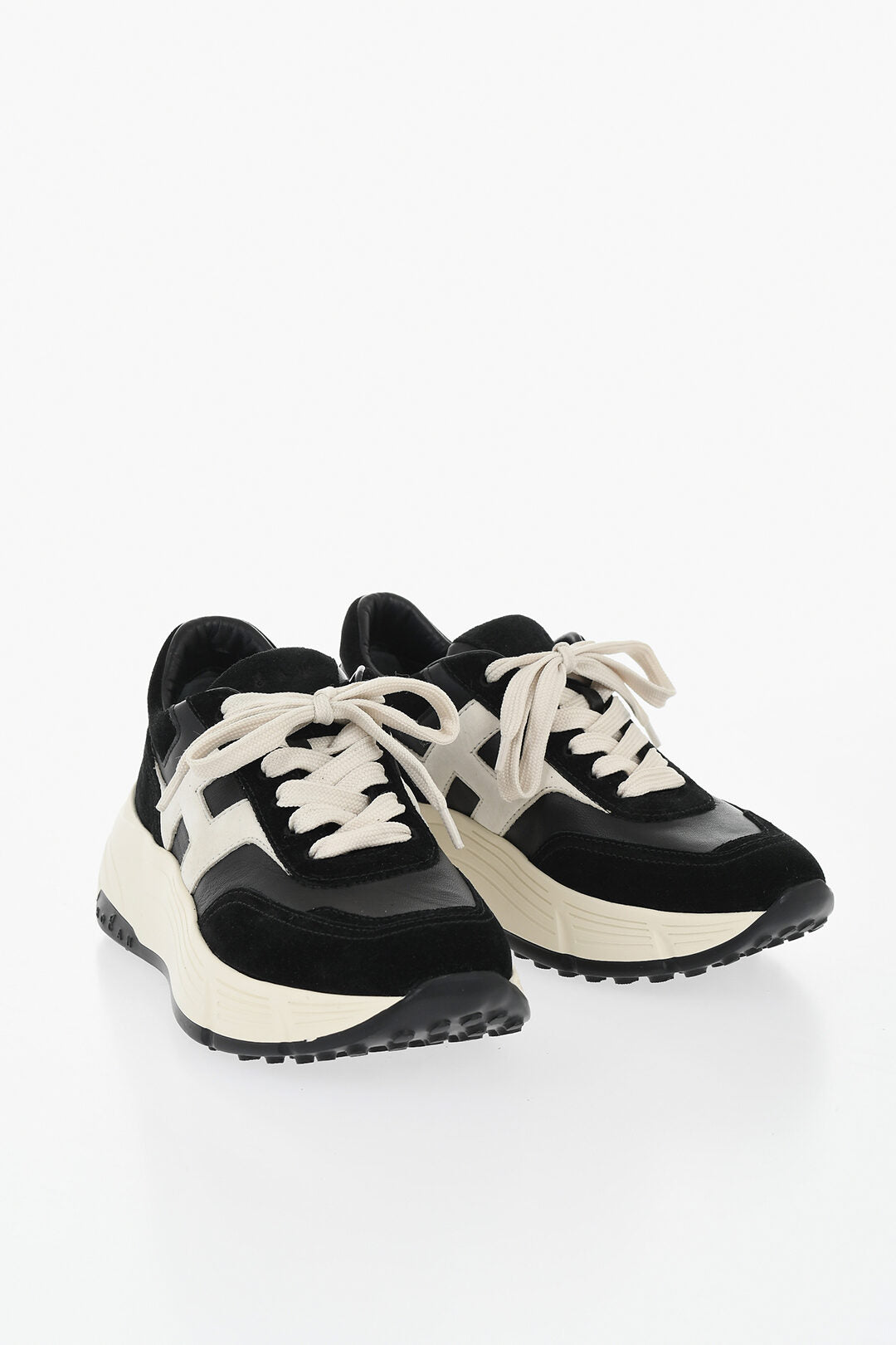 Hogan 0550~Low Leather and Suede Sneakers with Memory Foam Insole