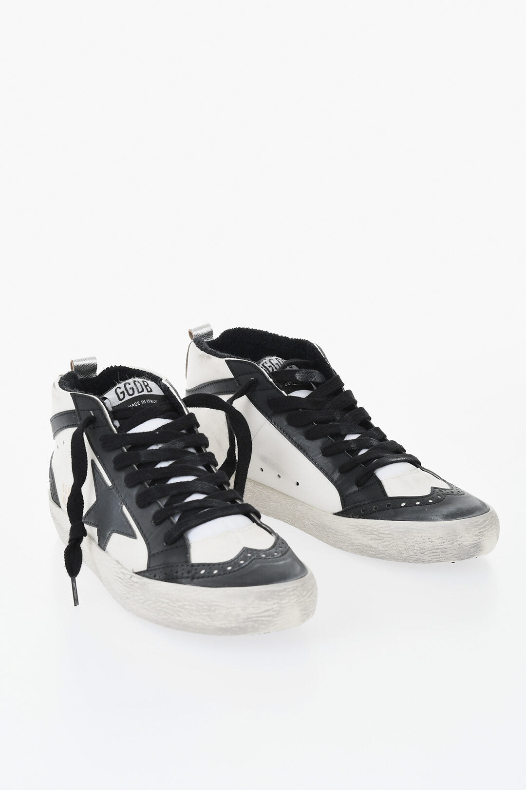Golden Goose 0550~Mid-Top Vegan Leather Two-Tone Sneakers with Vintage Effect