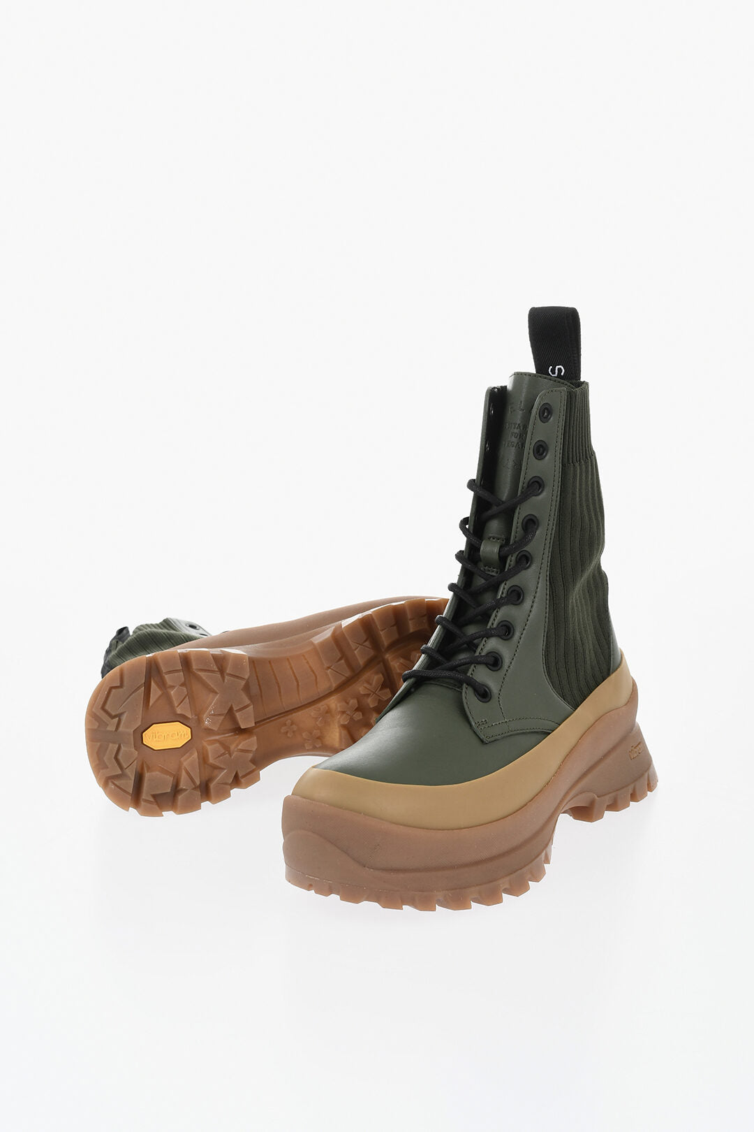 Stella McCartney 0800~Eco-Leather Combat Boots TRACE with Sock Design