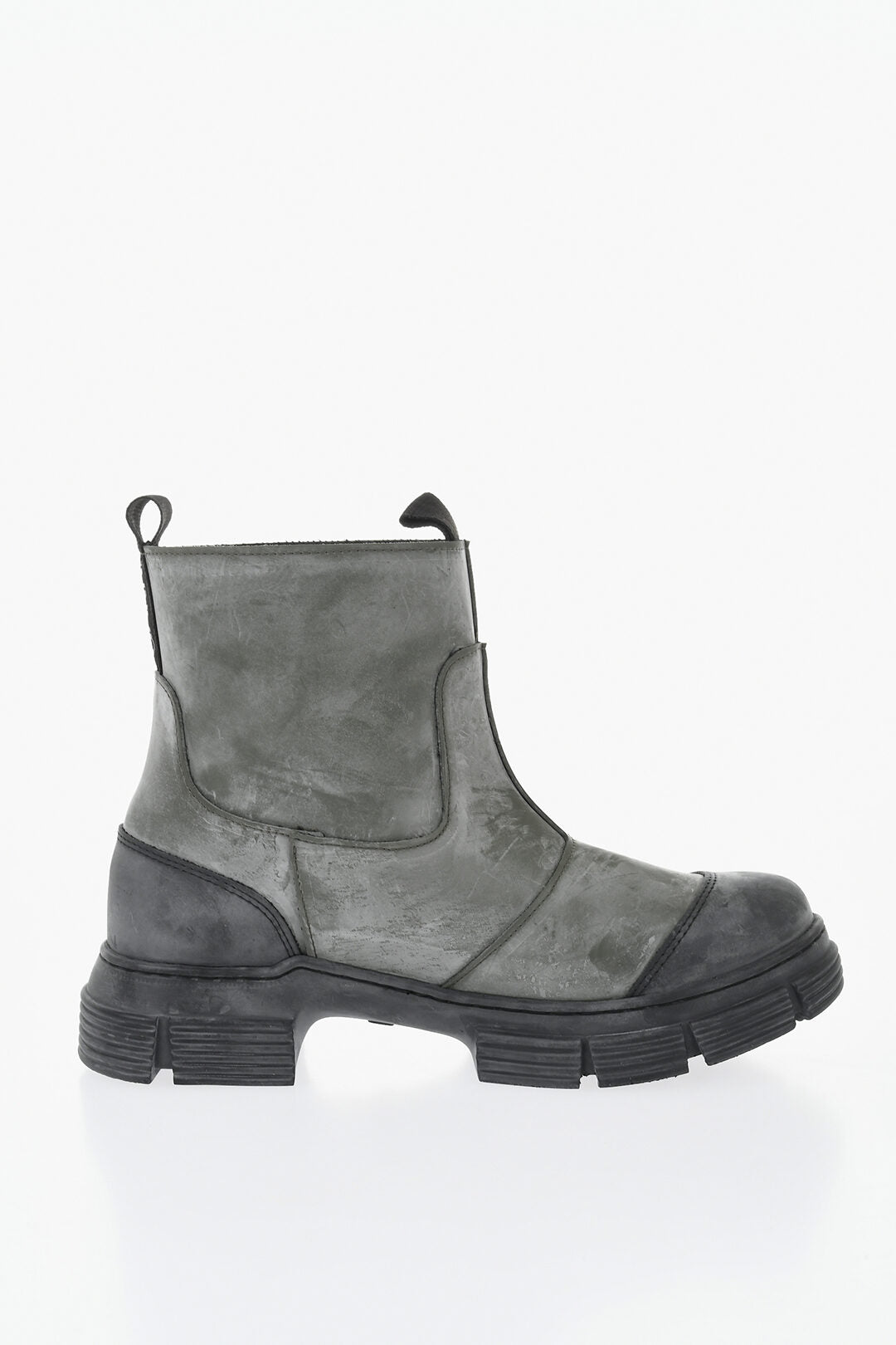 Ganni 0850~Vintage-Effect Rubber Ankle Boots, view 2
