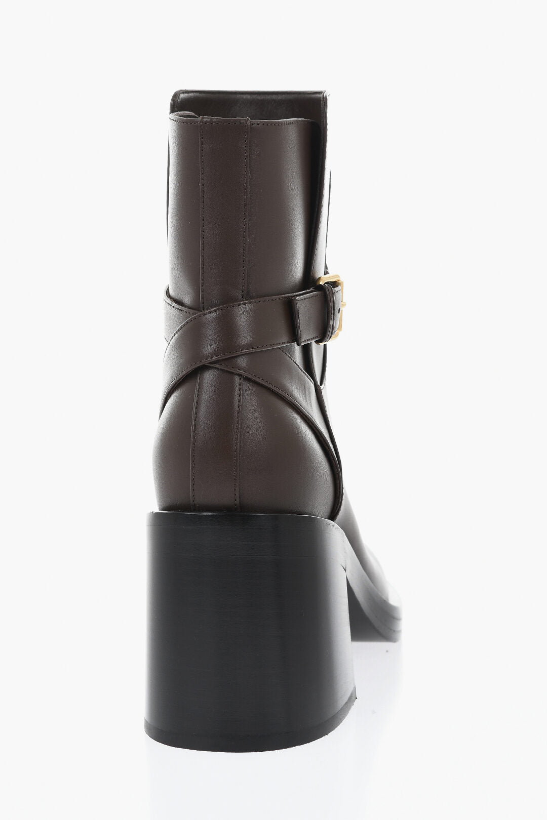 Valentino 0900~Leather Ankle Boots With Logo Ankle Strap 9cm Heel, view 2