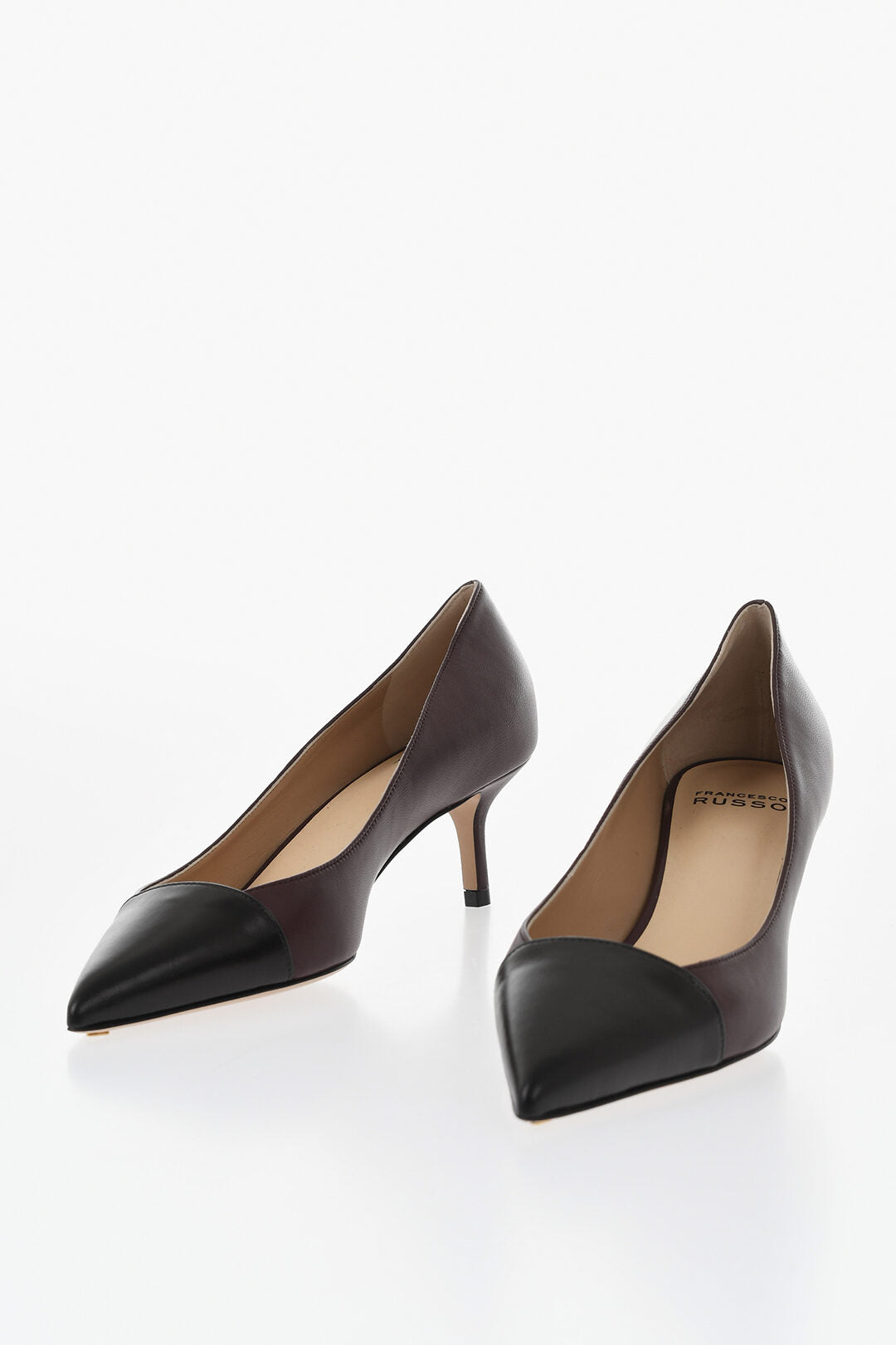 Francesco Russo 0900~Two-Tone Leather Pumps with 5.5 cm Heel
