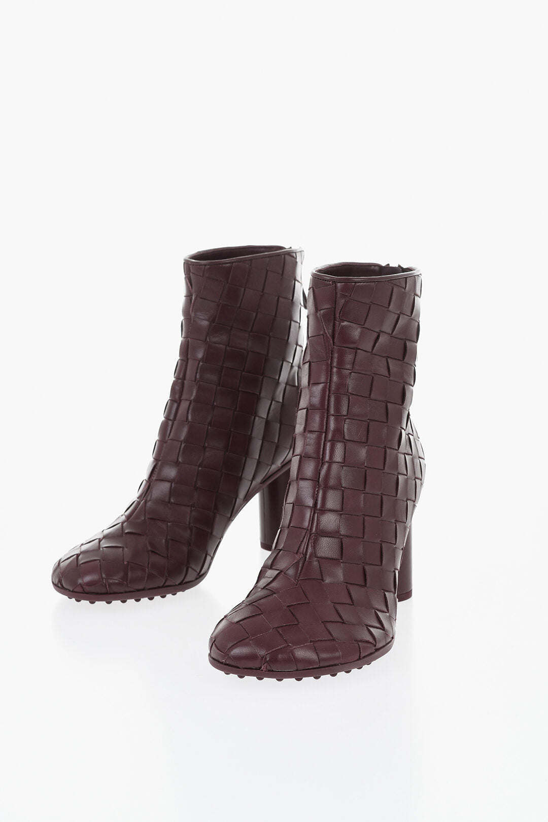 Bottega Veneta 0900~Woven Leather Ankle Boots ATOMIC with Cylindrical Heel 8cm