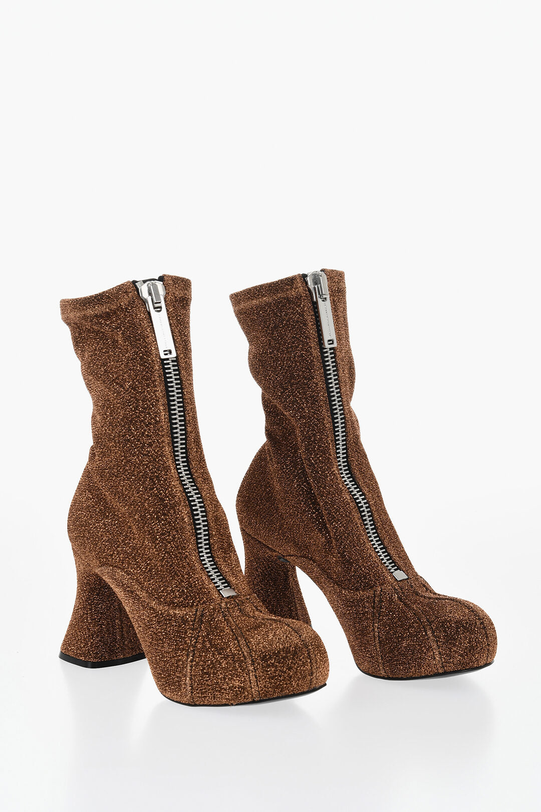 Stella McCartney 0950~Lurex Ankle Boots GROOVE with 9cm Front Full-Zip