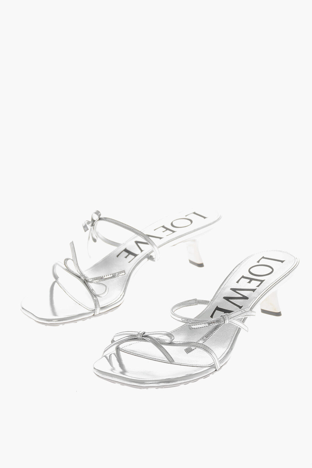 Loewe 1050~Lamé Leather Sandals with 4.5cm Kitten Heel