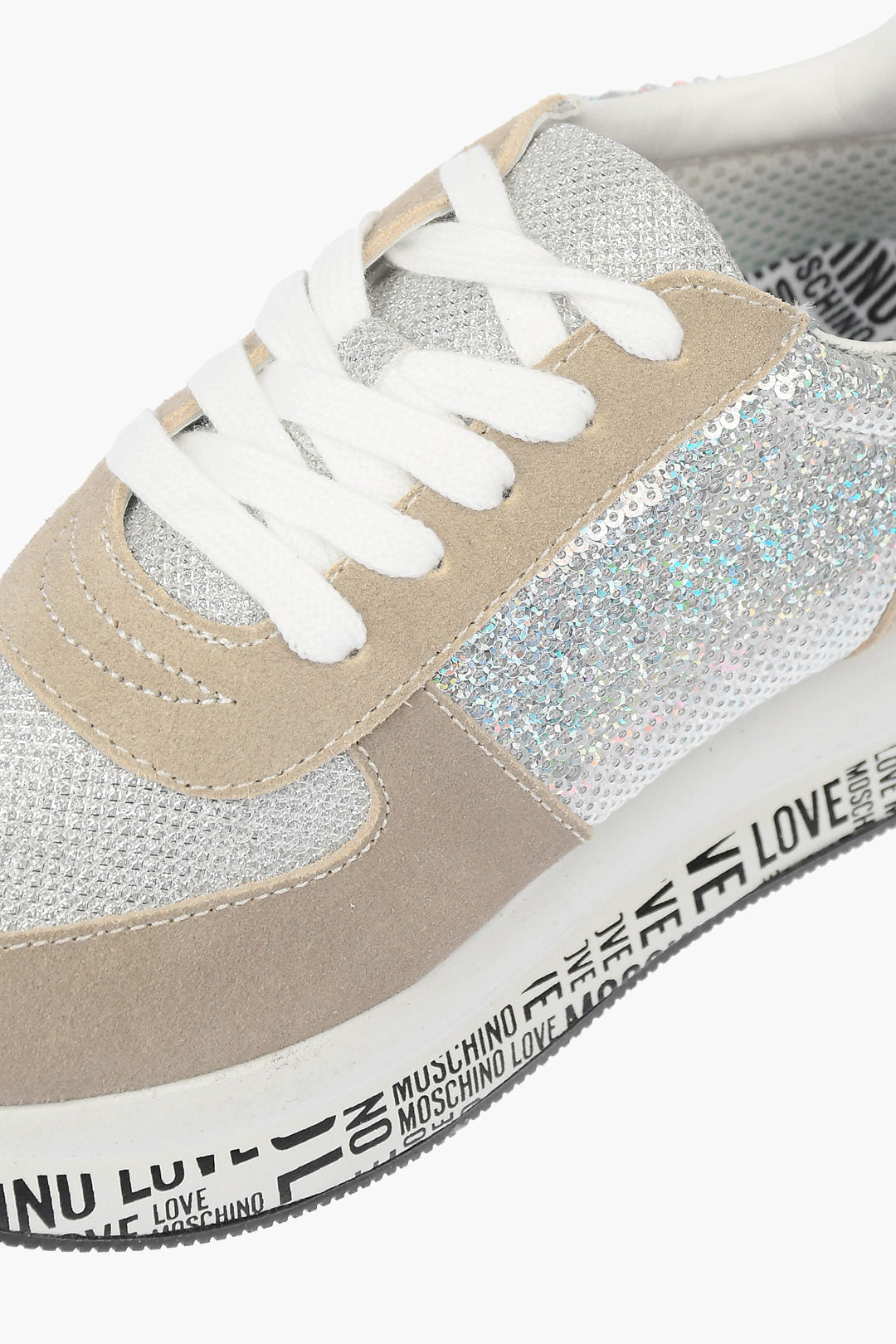 Moschino 1050~LOVE Suede Sneakers with Sequins, view 2