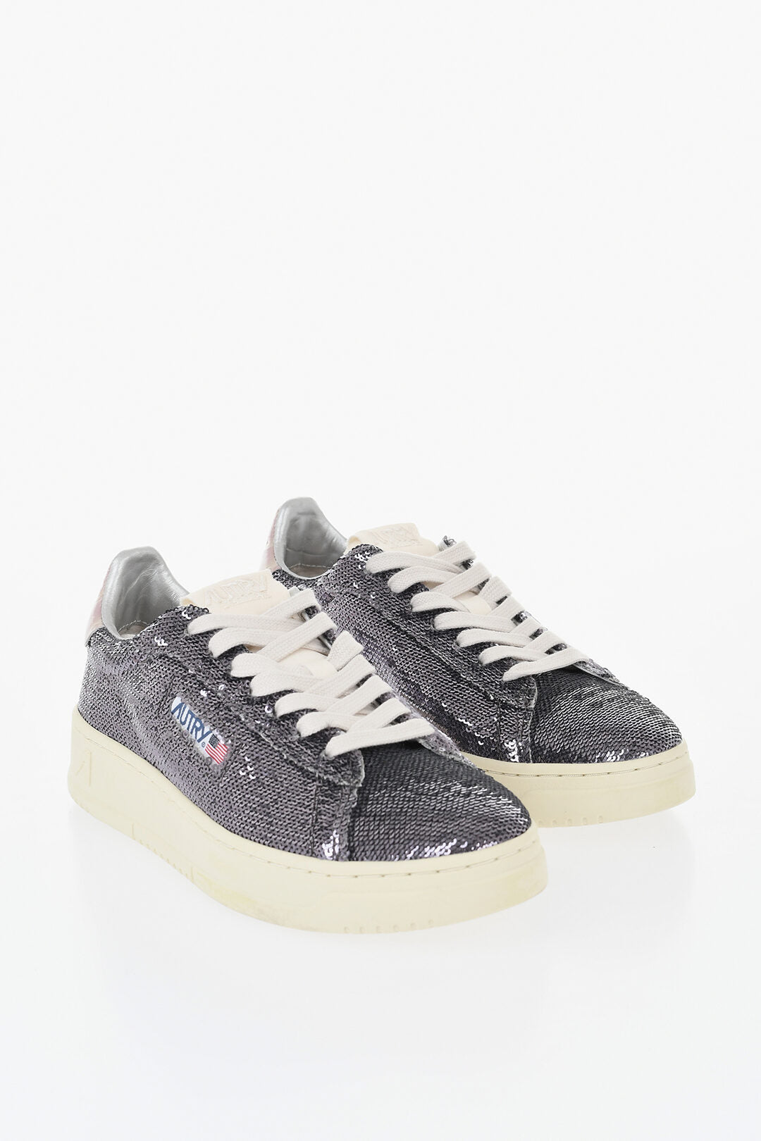 Autry 1050~Sequin Low-Top Sneakers DALLAS with Croc-Effect Leather Detail
