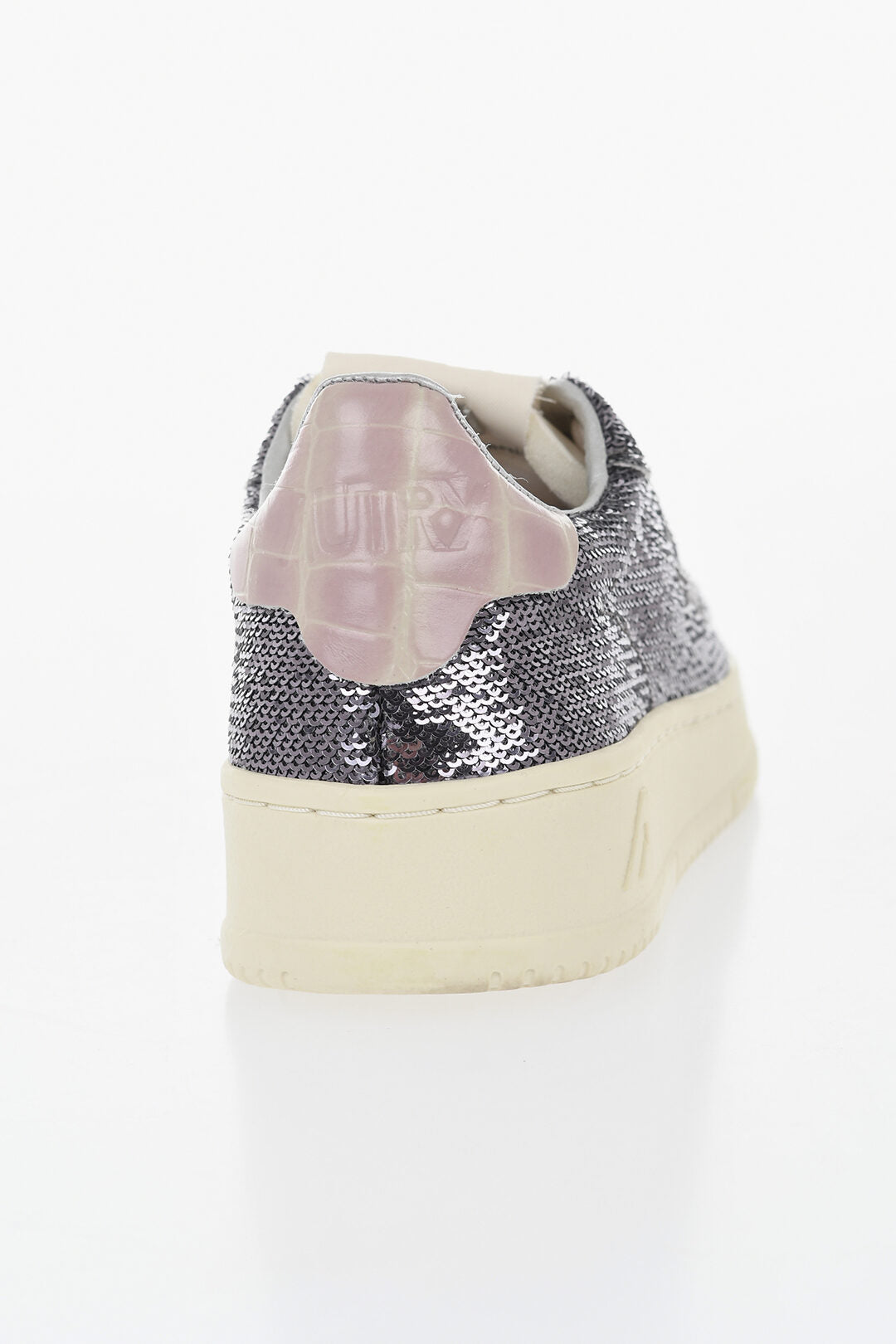 Autry 1050~Sequin Low-Top Sneakers DALLAS with Croc-Effect Leather Detail, view 2