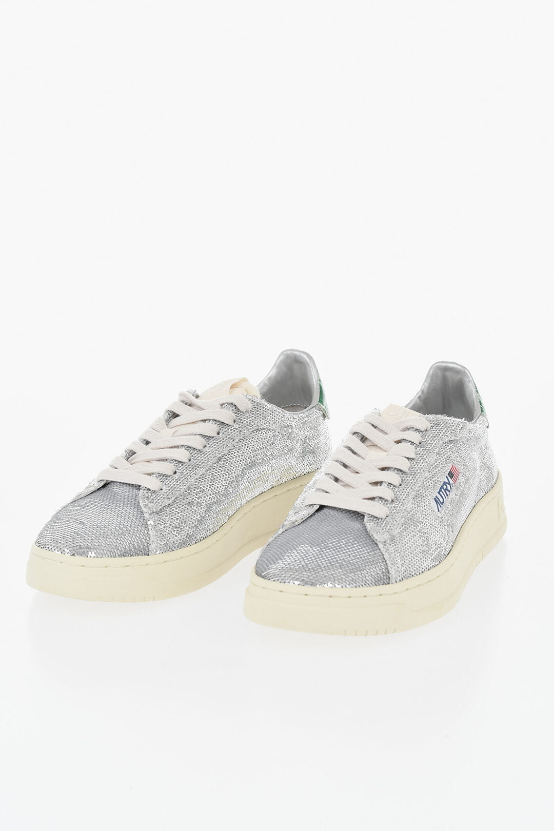 Autry 1050~Sequin Low-Top Sneakers DALLAS With Crocodile-Effect Leather Detail