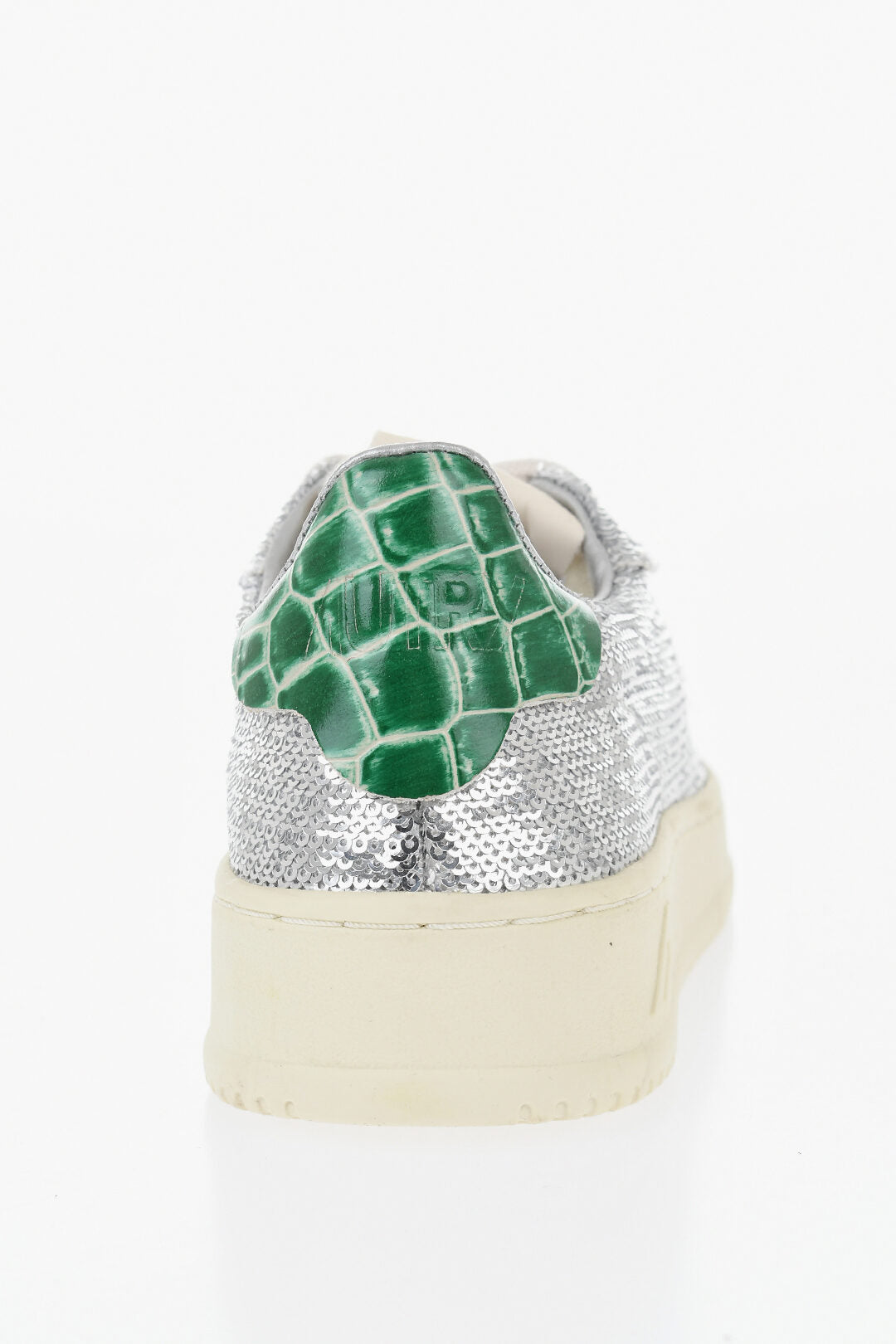 Autry 1050~Sequin Low-Top Sneakers DALLAS With Crocodile-Effect Leather Detail, view 2
