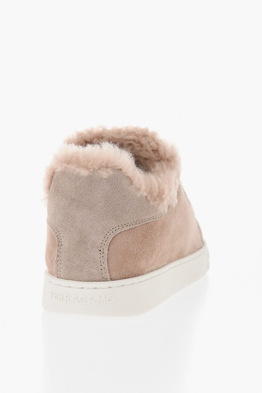Ferragamo 1050~Suede Low Sneakers ATHENA with Fur Lining, view 2