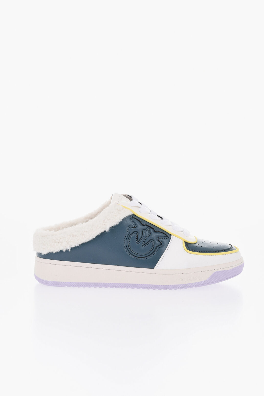 Pinko 1250~ACBC Leather Mule-Fit Sneakers With Shearling Lining
