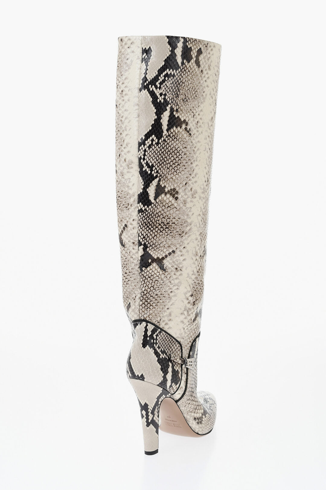 Paris Texas 1250~Python-Effect Leather Boots ELSA With Silver Buckle 10cm Heel, view 2