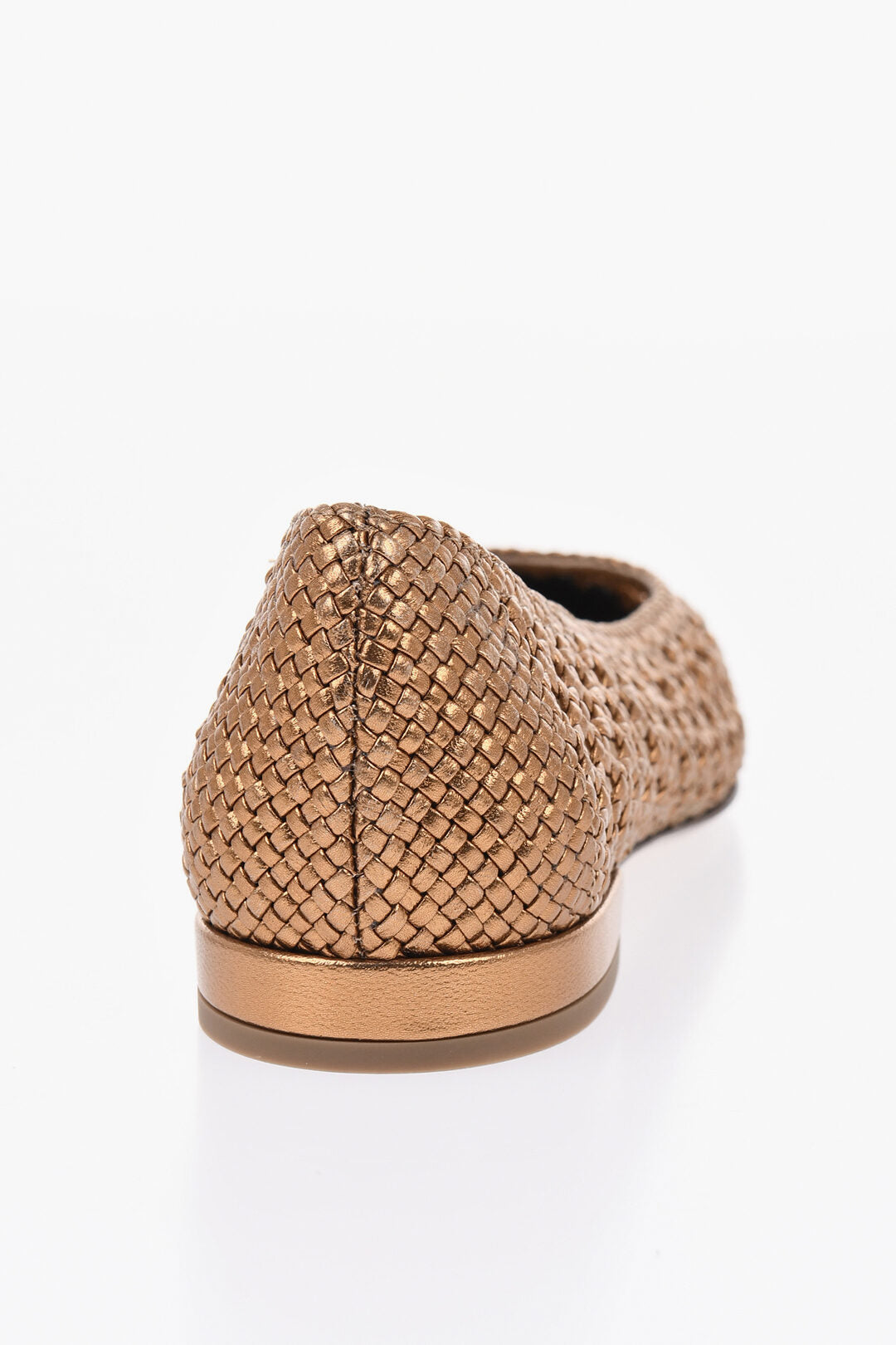 Francesco Russo 1300~Crochet Leather Ballet Flats with Contrasting Toe, view 2